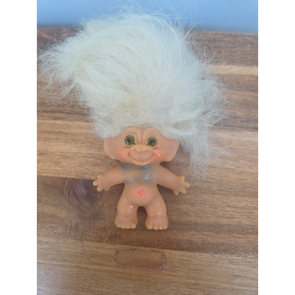 Vintage 1960's Marked C64 DAM Troll White/Gray Hair Green Eyes C 64